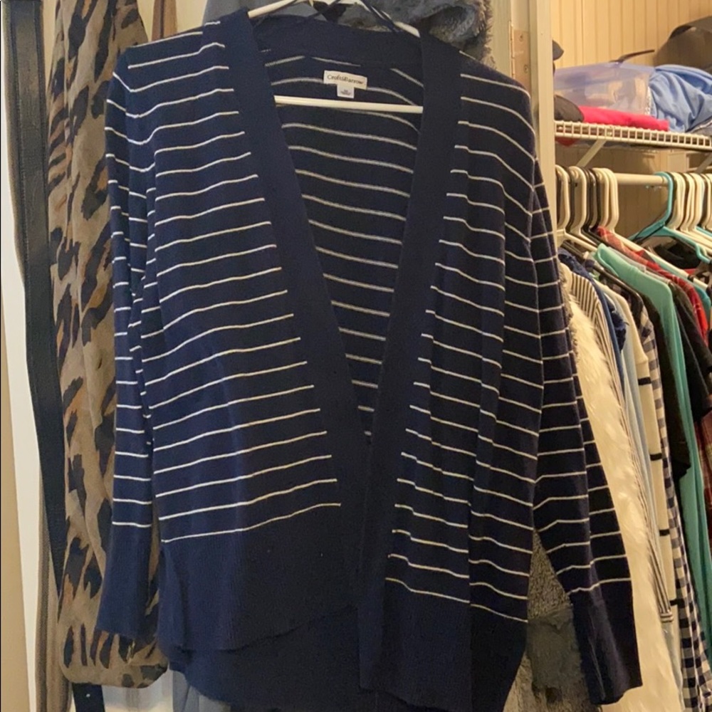 COPY - Navy and white striped open cardigan